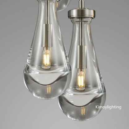 Raindrop Round Bedroom Chandelier 5 Lights 14"D