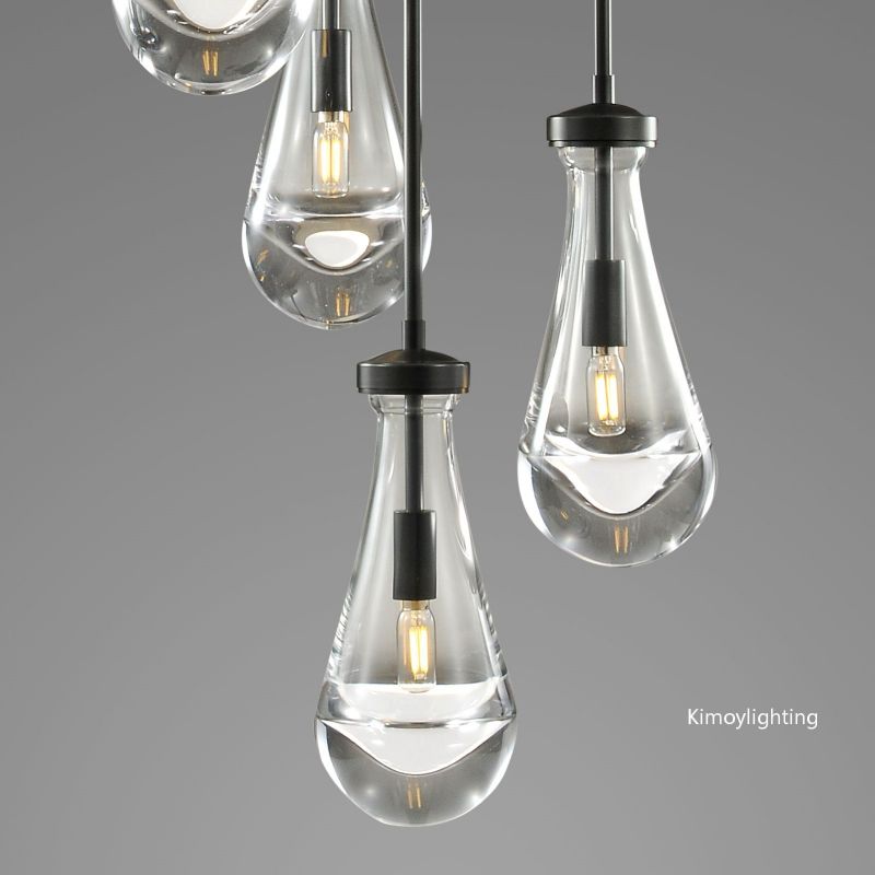 Raindrop Round Bedroom Chandelier 5 Lights 14"D