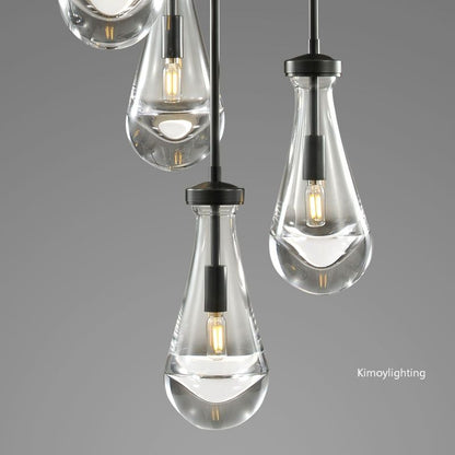 Raindrop Round Bedroom Chandelier 5 Lights 14"D