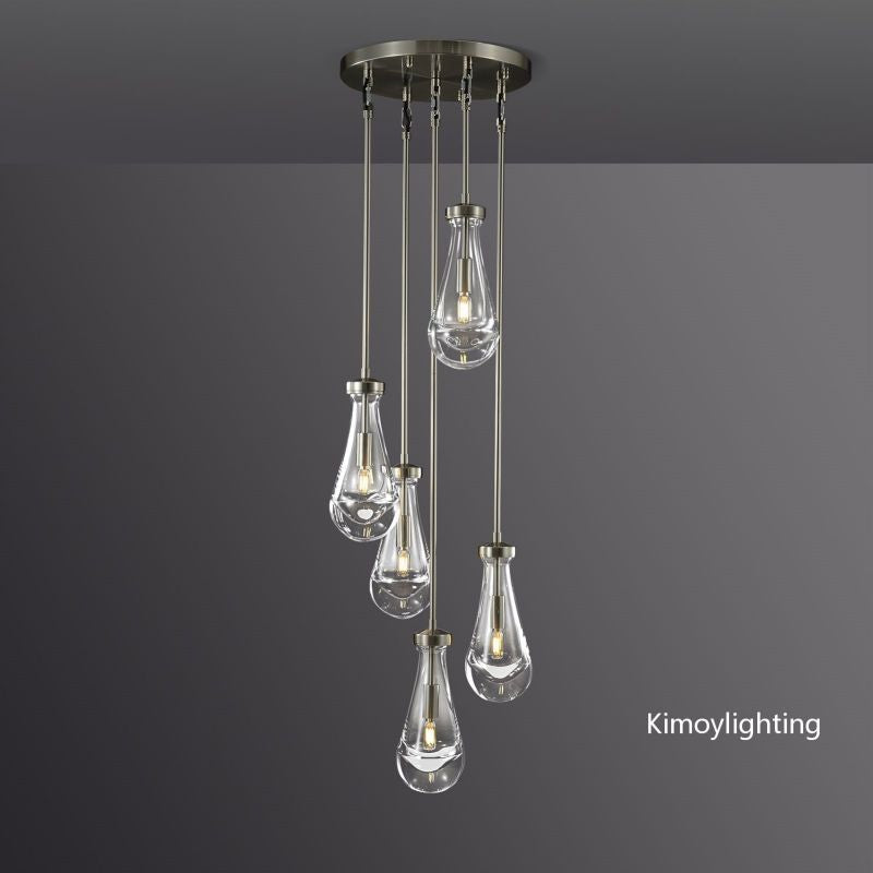 Raindrop Round Bedroom Chandelier 5 Lights 14"D