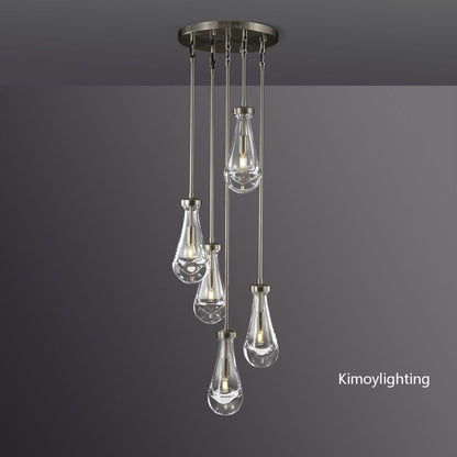 Raindrop Round Bedroom Chandelier 5 Lights 14"D