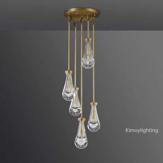 Raindrop Round Bedroom Chandelier 5 Lights 14"D