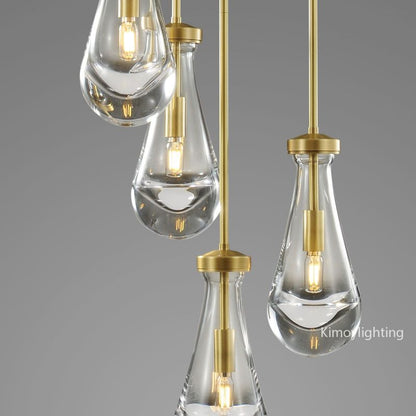 Raindrop Round Bedroom Chandelier 5 Lights 14"D