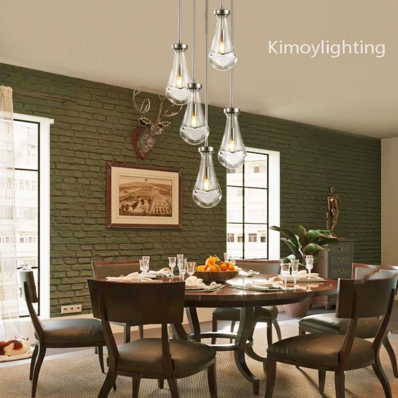 Raindrop Round Bedroom Chandelier 5 Lights 14"D