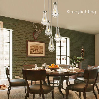 Raindrop Round Bedroom Chandelier 5 Lights 14"D