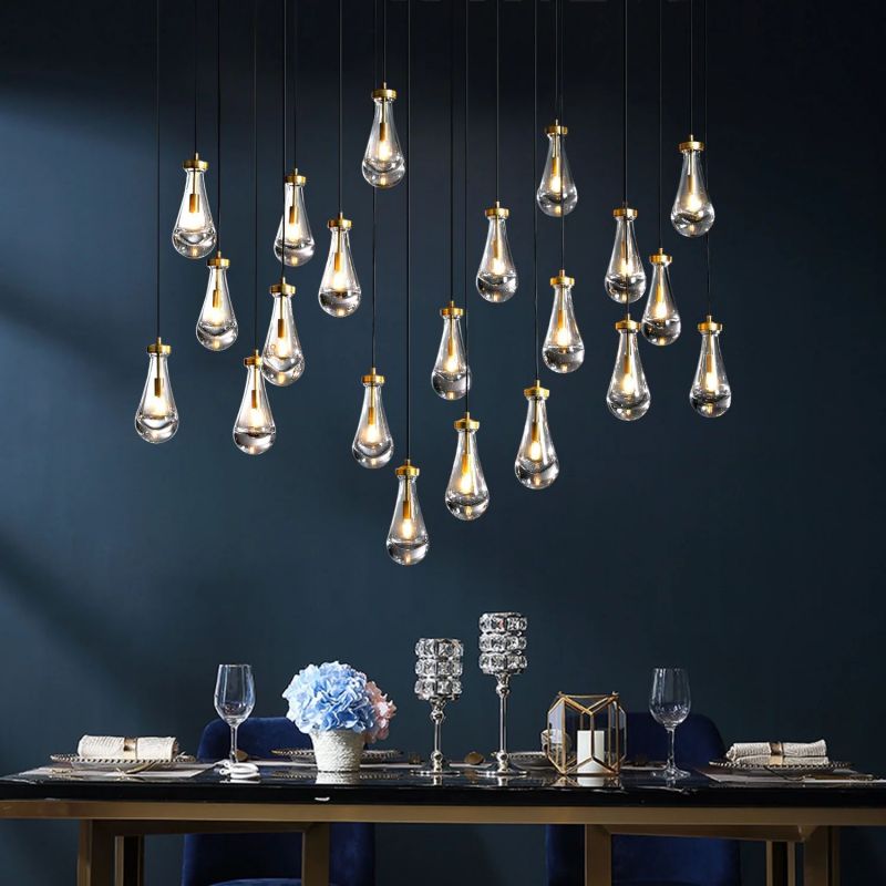 Raindrop Rectangular Dining Room Chandelier 72"