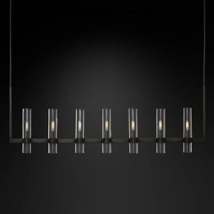 Ravella Blown Glass Linear Dining Room Chandelier 59"