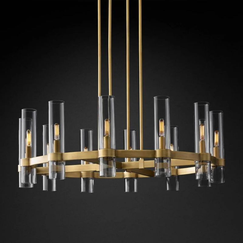 Ravella Blown Glass Round Living Room Chandelier 36"