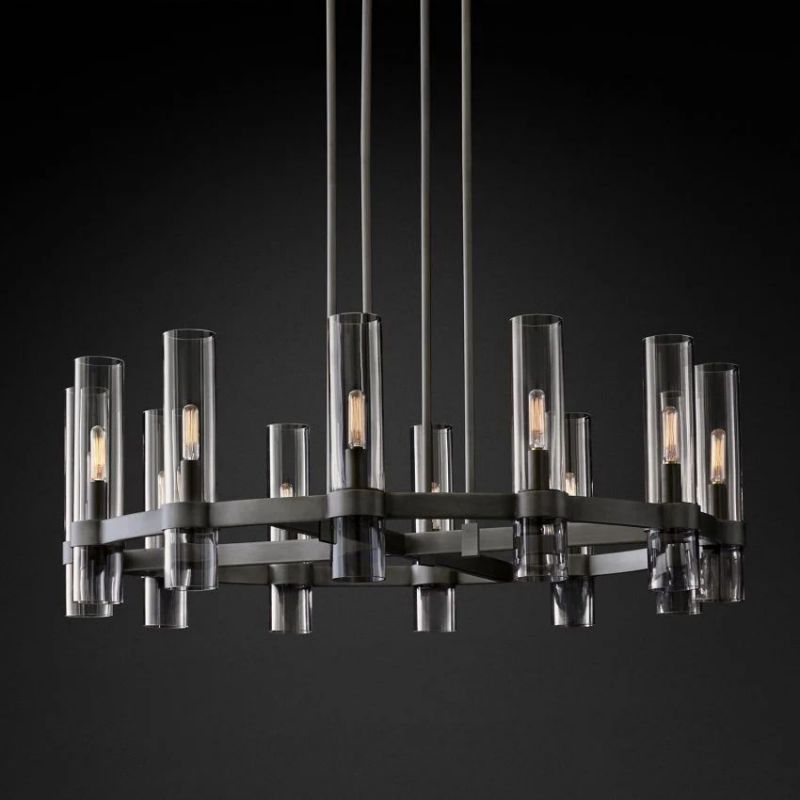 Ravella Blown Glass Round Living Room Chandelier 36"