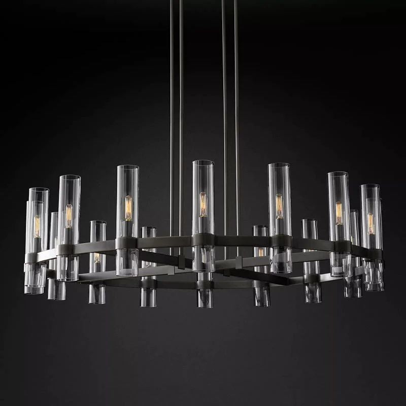 Ravella Blown Glass Round Living Room Chandelier 48"