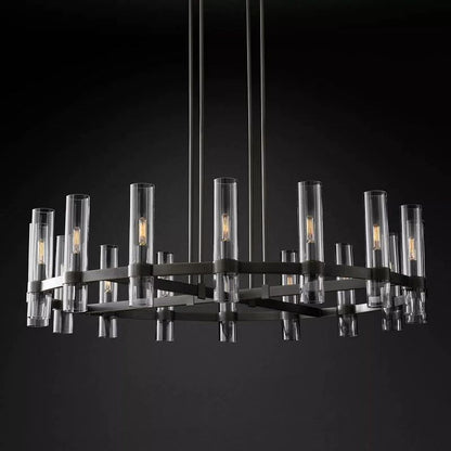 Ravella Blown Glass Round Living Room Chandelier 48"