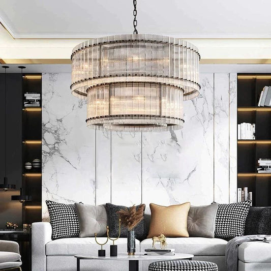 Sanma Two-Tier Luxury Round Living Room Chandelier 48"