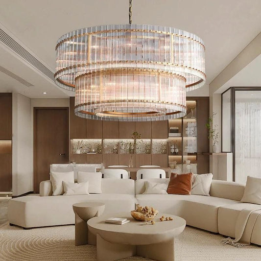 Sanma Two-Tier Luxury Round Living Room Chandelier 60"