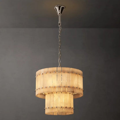 Sanma Alabaster Round Tiered Chandelier 22"