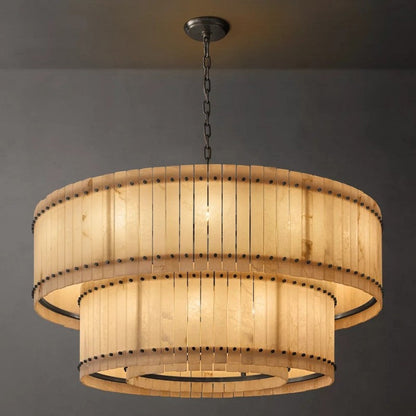 Sanma Alabaster Round Tiered Chandelier 60"