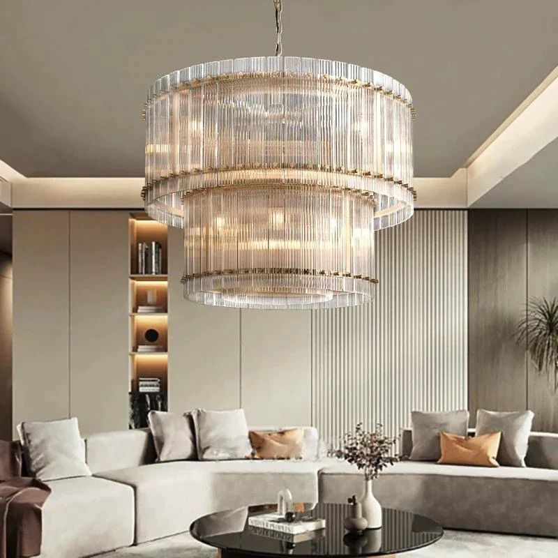 Sanma Two-Tier Luxury Round Living Room Chandelier 37"
