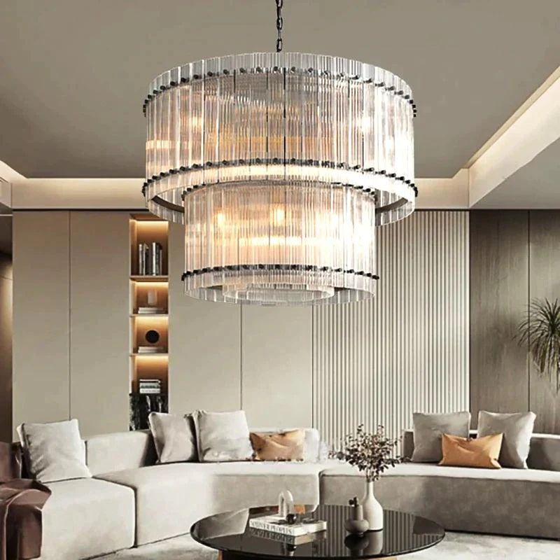 Sanma Two-Tier Luxury Round Living Room Chandelier 37"