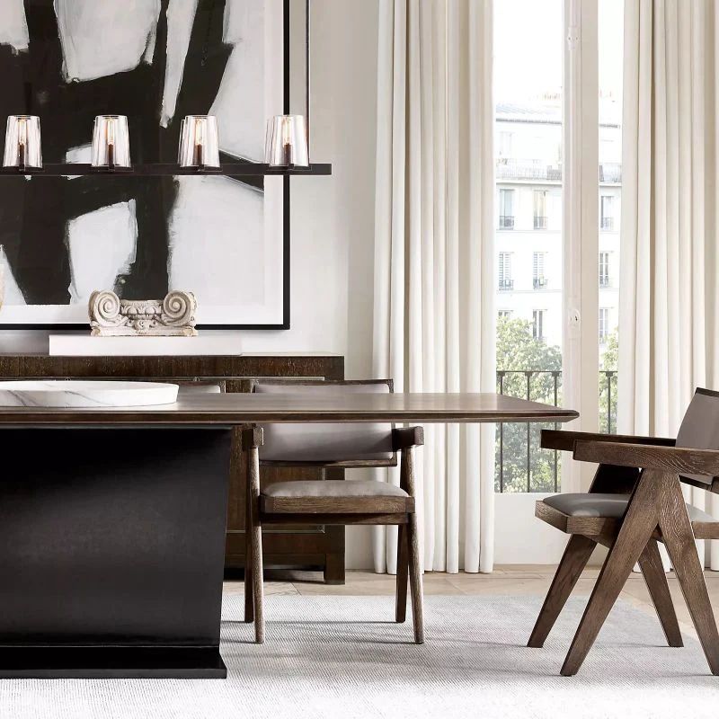 Pauille Glass Linear  Dining Room Chandelier 49"