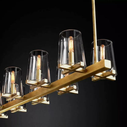 Pauille Glass Linear  Dining Room Chandelier 49"