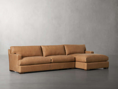 Dune Leather Two Piece Chaise Sectional