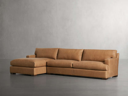 Dune Leather Two Piece Chaise Sectional