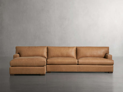 Dune Leather Two Piece Chaise Sectional