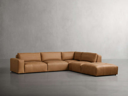 Keegan Leather Five-Piece Sectional