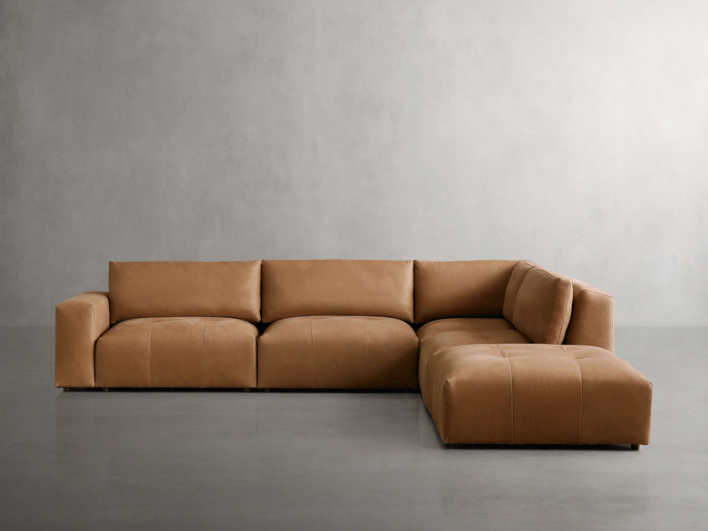 Keegan Leather Five-Piece Sectional