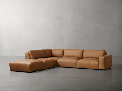 Keegan Leather Five-Piece Sectional