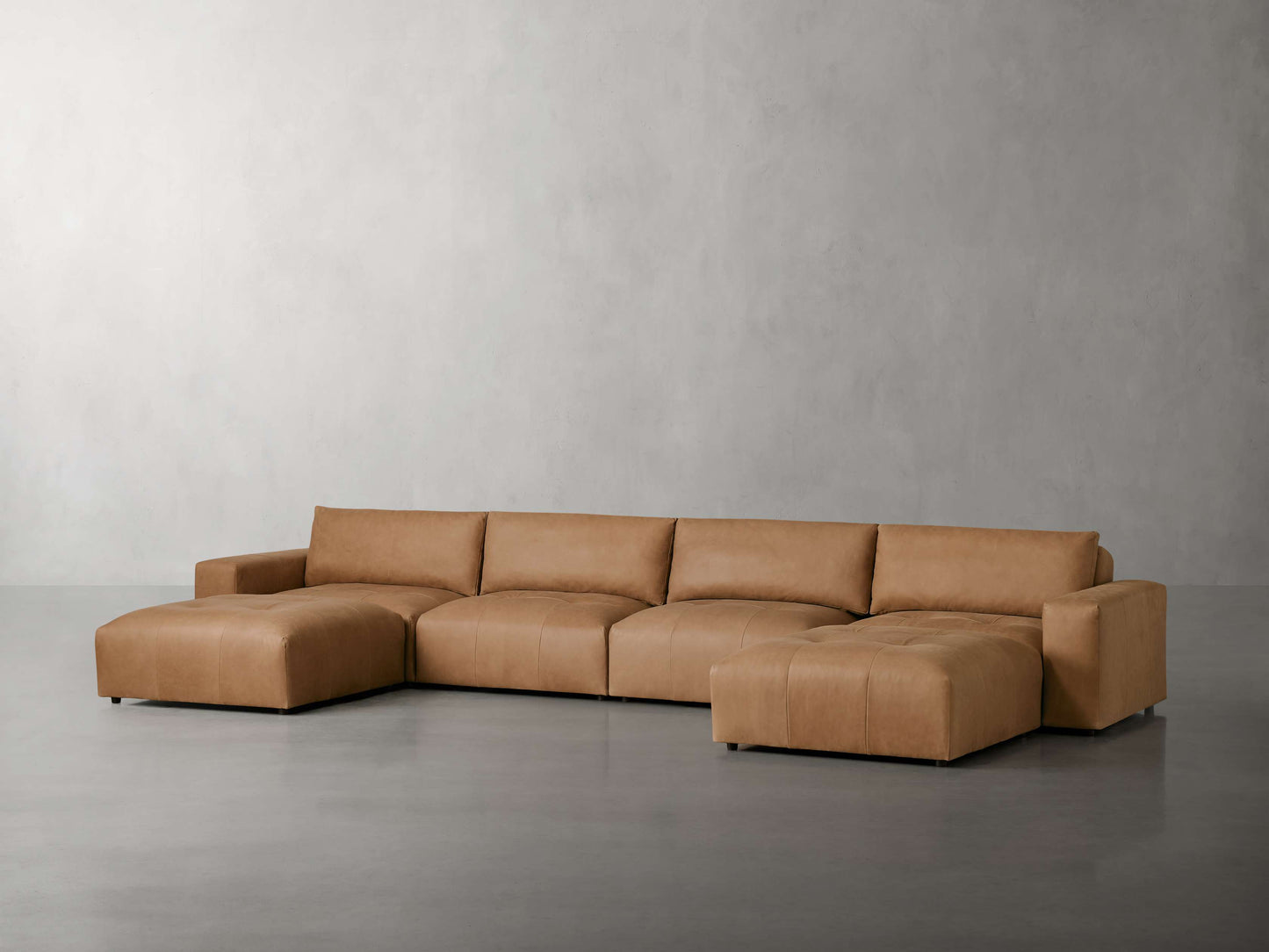 Keegan Leather Six-Piece Sectional