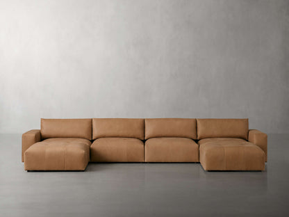 Keegan Leather Six-Piece Sectional