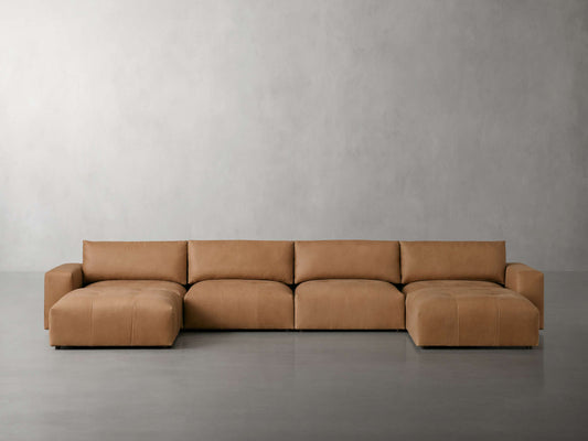 Keegan Leather Six-Piece Sectional