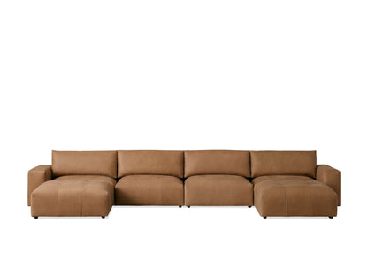 Keegan Leather Six-Piece Sectional