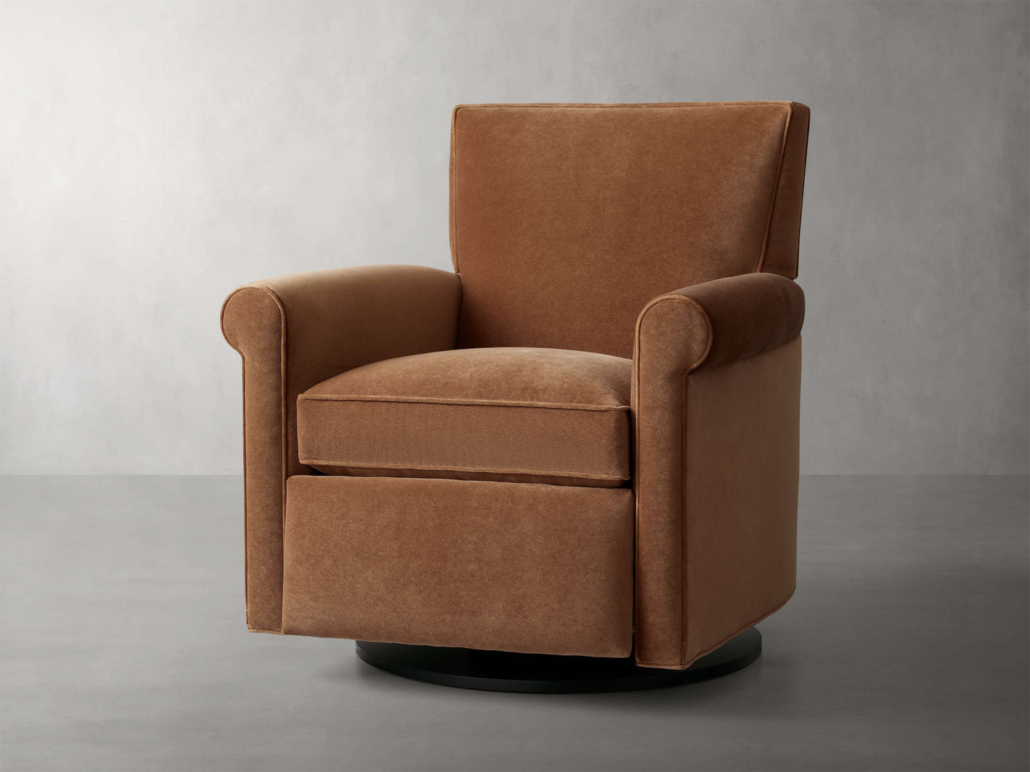 Rudy Rolled Arm Swivel Recliner