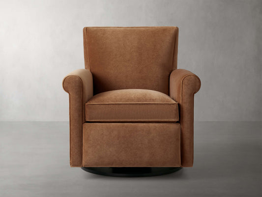 Rudy Rolled Arm Swivel Recliner