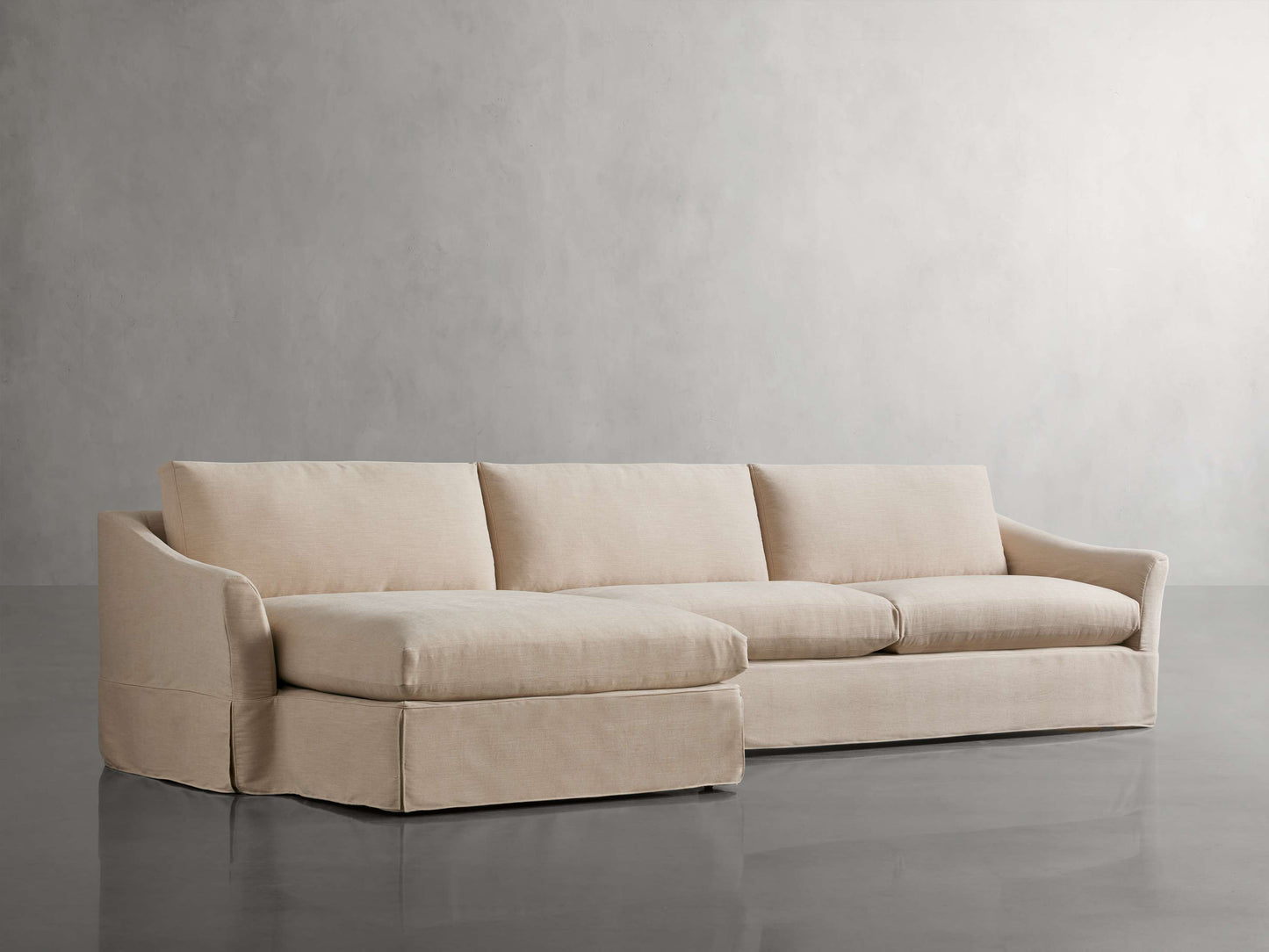 Helena Slipcovered Two Piece Chaise Sectional