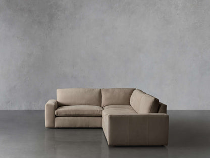 Kipton Wide Arm Nubuck Leather Two-Piece Sectional