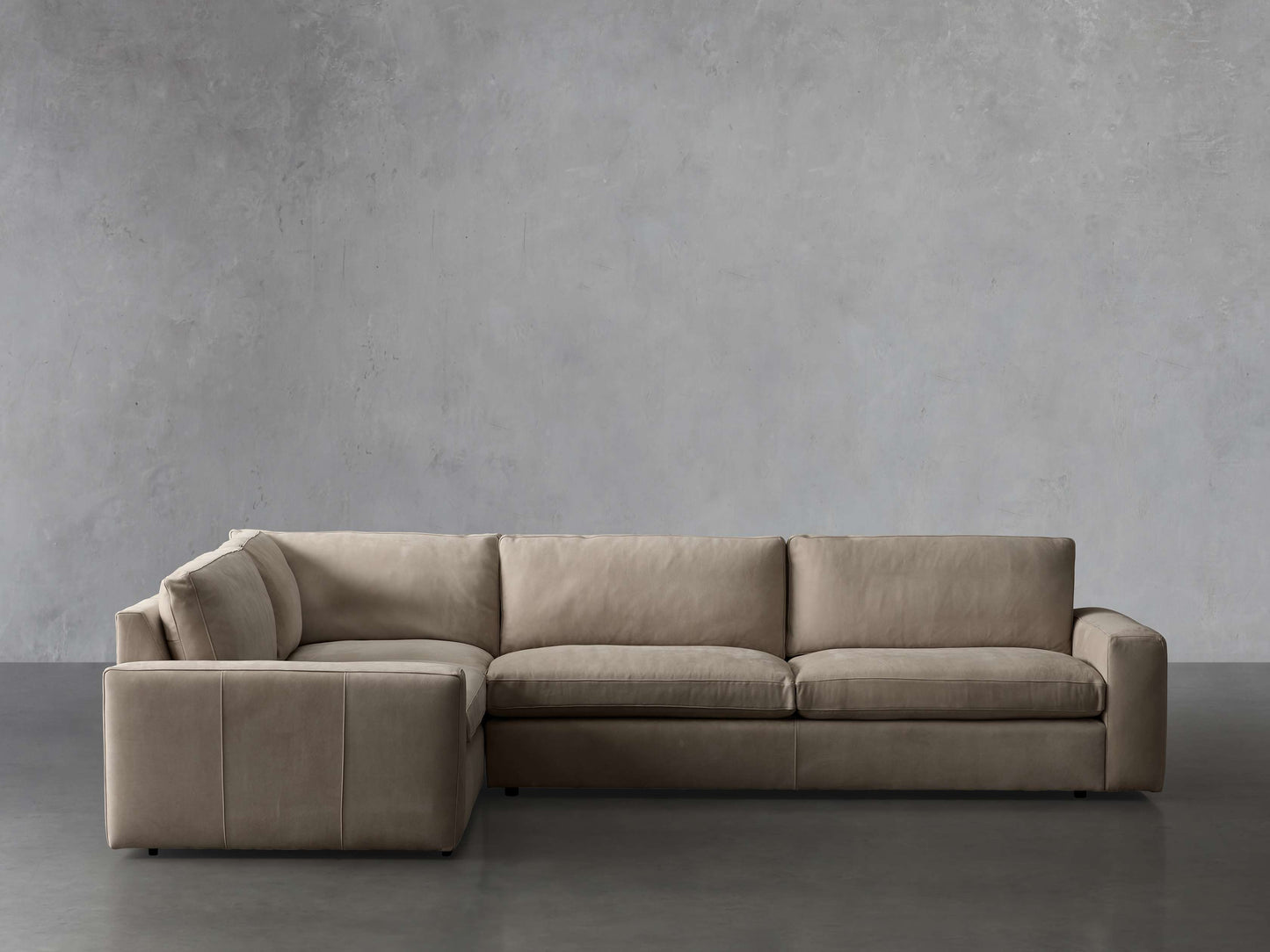 Kipton Wide Arm Nubuck Leather Two-Piece Sectional