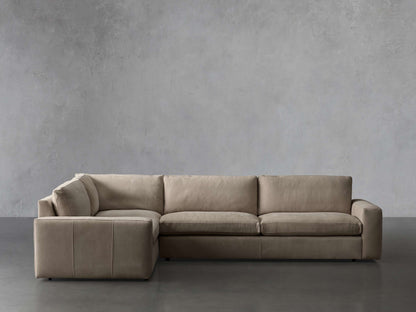 Kipton Wide Arm Nubuck Leather Two-Piece Sectional