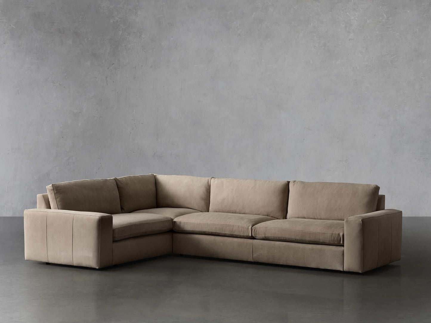 Kipton Wide Arm Nubuck Leather Two-Piece Sectional