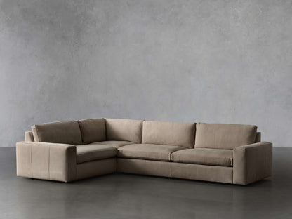 Kipton Wide Arm Nubuck Leather Two-Piece Sectional
