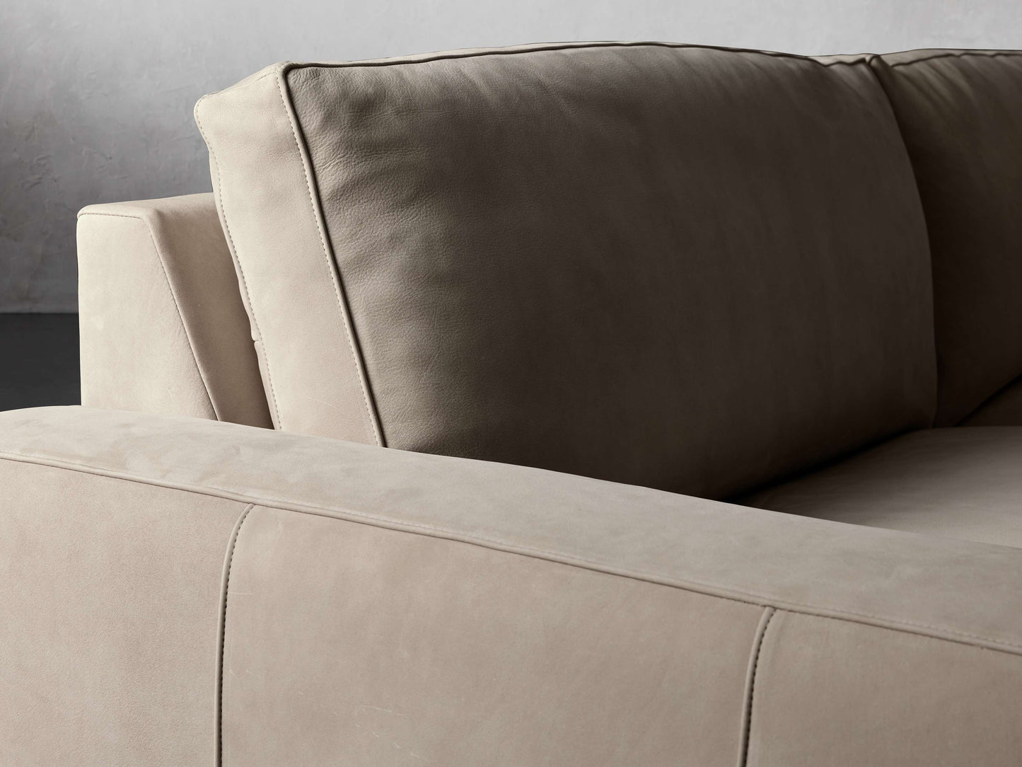 Kipton Wide Arm Nubuck Leather Two-Piece Sectional