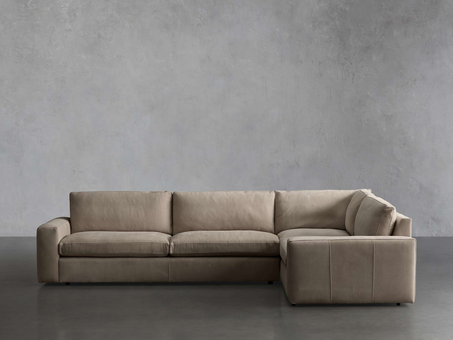 Kipton Wide Arm Nubuck Leather Two-Piece Sectional