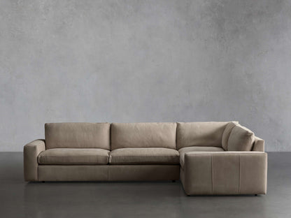 Kipton Wide Arm Nubuck Leather Two-Piece Sectional