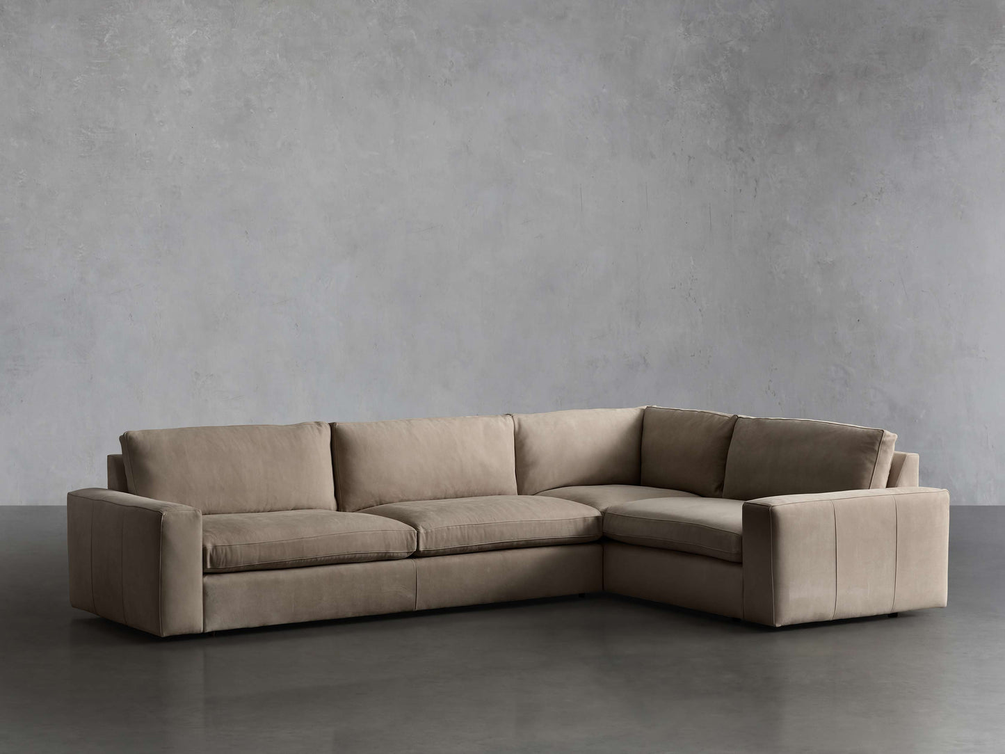 Kipton Wide Arm Nubuck Leather Two-Piece Sectional