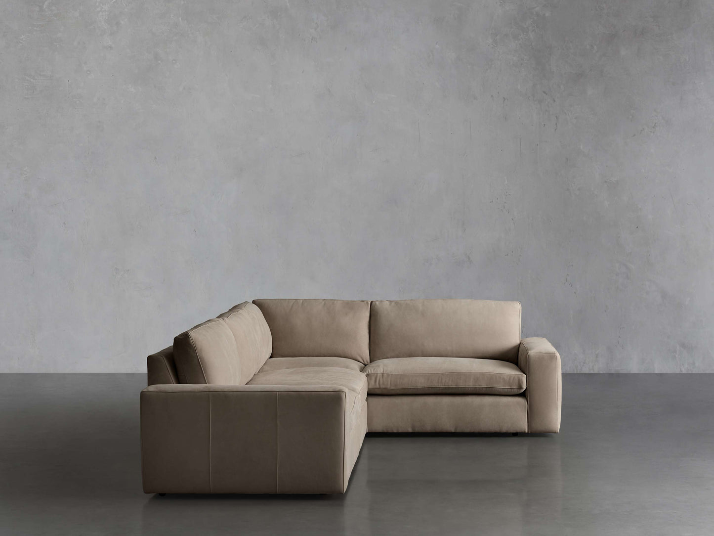 Kipton Wide Arm Nubuck Leather Two-Piece Sectional