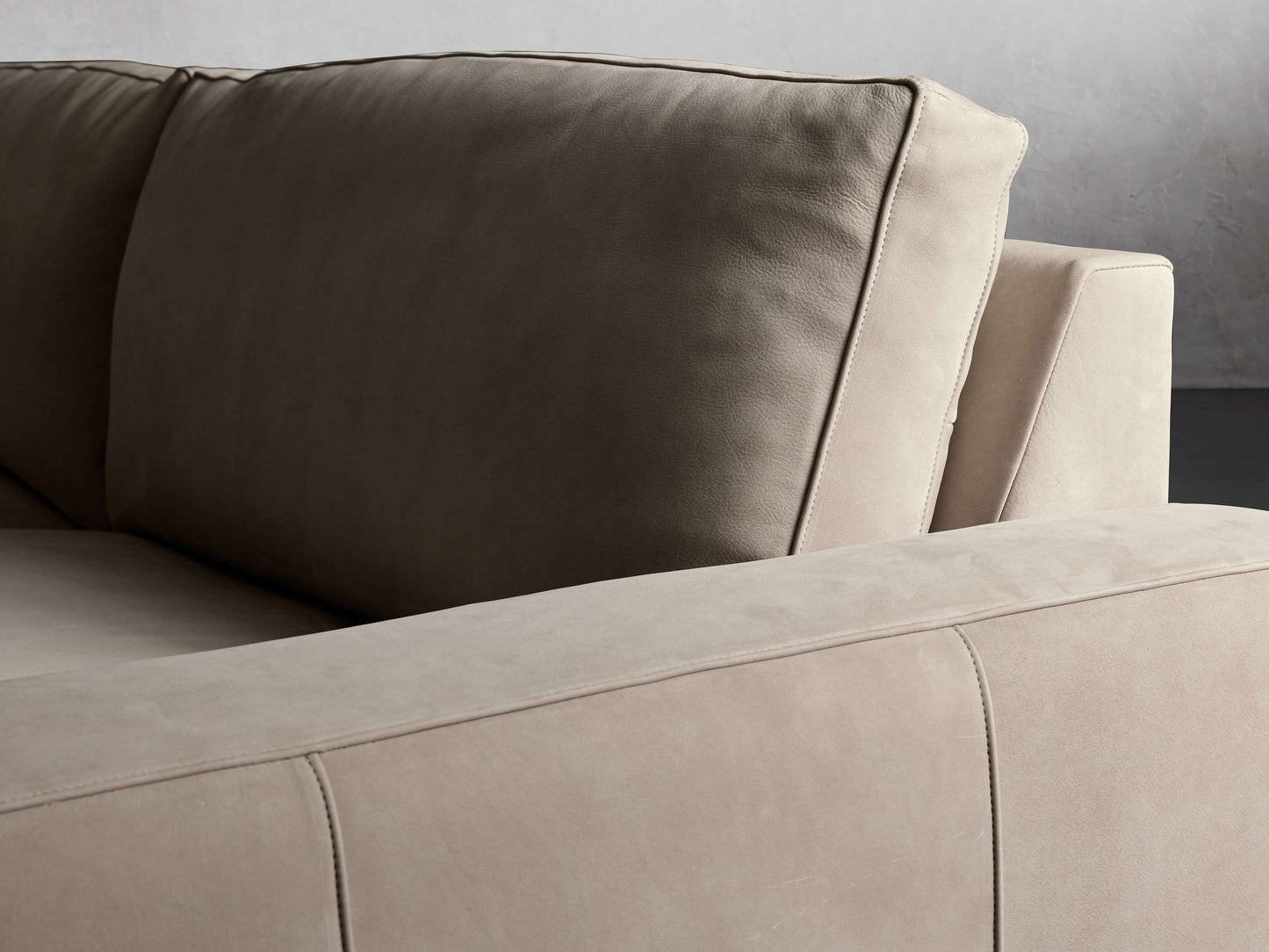 Kipton Wide Arm Nubuck Leather Two-Piece Sectional