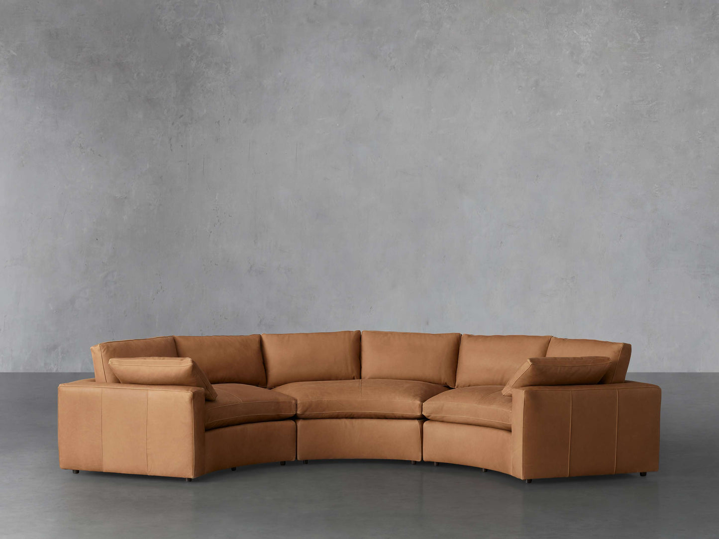 Beale Leather Three-Piece Curved Sectional