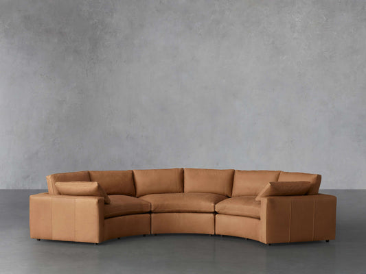 Beale Leather Three-Piece Curved Sectional