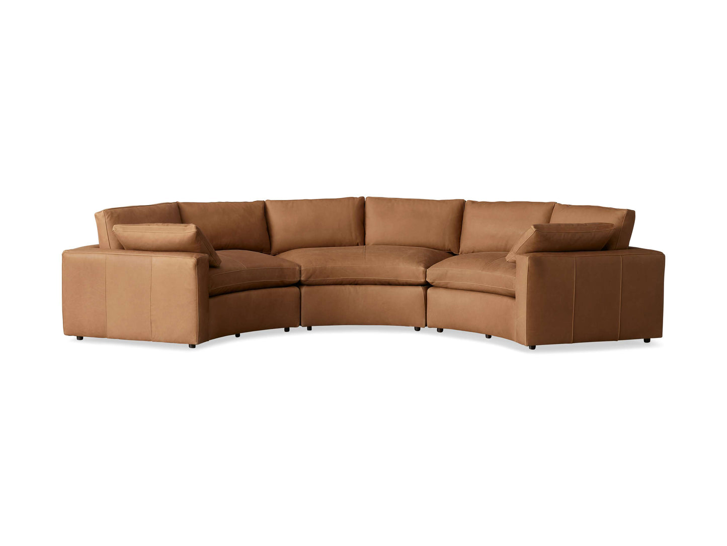 Beale Leather Three-Piece Curved Sectional
